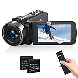 Videokamera Camcorder Full HD 1080P Vlogging Kamera Recorder, Videokamera 30 FPS für YouTube, 3,0'' 270°Drehbarer IPS-Bildschirm 16X Digital Zoom Digitalkamera, mit Fernbedienung, 2 Batterien
