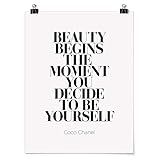 Poster Kunstdruck Wanddeko Be Yourself Coco Chanel Glänzend 100 x 75cm