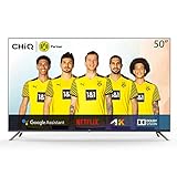 CHiQ U50H7A 50 Zoll Fernseher,Rahmenlos Android TV,4K UHD Smart TV,HDR,Bluetooth5.0,Dolby Vision,Netflix,Prime Video,YouTube,Google Assistant,WiFi,HDMI/USB/CI+,Triple Tuner(DVB-T2/T/C/S2),Dolby Audio