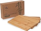 KERNIGER 4er-Set Frühstücksbrettchen aus 100% FSC Bambus-Holz - 23,5 x 14,5 x 1cm je Schneidebrett - nachhaltig verpackt