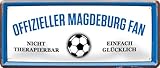 WOGEKA ART Retro Blechschild - Offizieller Magdeburg Fan - einfach glücklich - witziger Spruch als Geschenk-Idee zu Geburtstag Weihnachten zur Deko 28x12 cm Vintage-Design Metall 2336