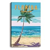 Florida Beach Leinwanddruck, gerahmt, Palme, tropische Dekoration für Wohnzimmer, Schlafzimmer, Esszimmer, Büro, Kinderzimmer, fertig zum Aufhängen, 30,5 x 40,6