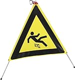 Faltsignal mit Symbol Warnung vor Rutschgefahr, gelb/schwarz, 600 mm SL
