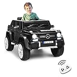 DREAMADE Elektro Kinderauto, 12V Elektrofahrzeug mit 2,4G Fernbedienung & Musik & Hupe & Licht, Kinderfahrzeug, Softstart, Elektroauto für Kinder ab 3 Jahre, bis 30kg belastbar (Schwarz)