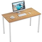 Need Schreibtisch Computertisch 120x60cm PC Tisch Bürotisch Arbeitstisch Esstisch für Home Office, Teak Oak & Weiß AC3BW