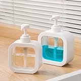 Seifenspender 2 Stück Duschgelspender, 500ml Weiß Pumpspender für Dusche Klarem Kunststoff Shampoo Flaschen, Soap Duschgel Spüli Spender für Küche