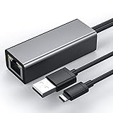 Ethernet Adapter für Fire TV Stick Google Home Mini Chromecast und mehr Streaming TV Sticks 10/100Mbps Netzwerk Micro USB (A) auf RJ45 Ethernet Adapter mit USB Netzteil Kabel 1 m (schwarz)