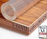Transparent Tischfolie Schutzfolie Folie leicht mattiert Abgeschrägte V-Kante Eckig 90 x 160 cm Tischdecke Maschinenzuschnitt g