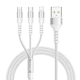 RAVIAD Multi USB Kabel, 3 in 1 Ladekabel Nylon Universal Ladekabel Schnellladekabel Micro USB Typ C Lightning für iPhone Android Samsung Galaxy S22 S21 S20 S10, Huawei P40, Honor, Sony, Kindle -1.2M