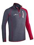 Black Crevice Herren Microfleece Zipper Shirt Second Layer, Anthracite/Blood red, L