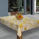 laro Wachstuch-Tischdecke Abwaschbar Garten-Tischdecke Wachstischdecke PVC Plastik-Tischdecken Eckig Meterware Wasserabweisend Abwischbar AU, Muster:Bienen Wabe Honig, Größe:110x160