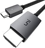 uni USB C auf HDMI Kabel 4K [Geflochten, Aluminiumlegierung] USB Typ C auf HDMI Kabel (Thunderbolt 3 kompatibel) kompatibel mit iPad Pro/Air, MacBook, Galaxy, Huawei P40 u.s.w - 1,8m