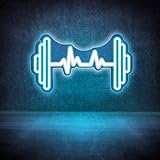 Barbell Heartbeat Neon Sign USB powered, Vibrant Gym and Fitness Themed Neon Signs and Lights for Stylish Room Decor and Motivation, Brightness Adjustable Hantel LED Neon Sign (Blue)