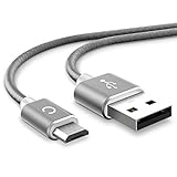 CELLONIC® USB Kabel 1m kompatibel mit Bose SoundLink Mini 2 / Mini II, Micro, Revolve, Revolve+, Color Ladekabel Micro USB auf USB A 2.0 Datenkabel 2.4A grau Nylon