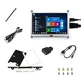 IBest 5 inch TFT LCD B Resistive Touch Display Screen 800x480 Monitor HDMI USB Interface with Bicolor Case for Raspberry Pi 3 Model B+ B A+ A, Beaglebone Black,PC Support Windows 10 IOT/10/8.1/8/7