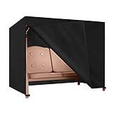 Dokon Hollywoodschaukel Abdeckung 3 Sitzer Wasserdicht Winterfest Winddicht UV-Beständiges Schwerlast 600D Oxford Gewebe Schutzhülle für Gartenschaukel, Schaukelbank (215x125x170cm) - Schw