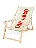 MultiBrands® bedruckbarer Holz-Liegestuhl, mit Armlehne und Getränkehalter, Klappbar, individuell, inklusive vollflächiger Druck