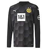 PUMA BVB GK Shirt Replica LS Jr w.Sponsor New Torwarttrikot, Black, 152, Puma Black