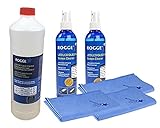 ROGGE Screen Cleaner 1.000ml + 2 x 250ml Flaschen (leer) + 3 ROGGE Prof. Micofaser Reinigungstücher- 1000 ml