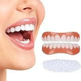 Sofort Zähne Aufkleber Zahnprothese Provisorischer Naturton Oberkiefer ​und Unterkiefer Perfektes lächeln Zähne Prothese Furnier, Reparieren Sie schnell Ihre Zahn und Lächeln,2
