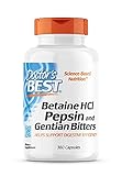 Doctor's Best, Betain HCI mit Pepsin und Bitter-Enzian, 650 mg, 360 Weichkapseln, Hochdosiert, Laborgeprüft, Sojafrei, Glutenfrei, Ohne Gentechnik