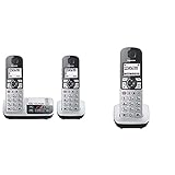 Panasonic KX-TGE522GS DECT Seniorentelefon mit Notruf (Großtastentelefon mit Anrufbeantworter, schnurlos, Telefon Duo) Silber-schwarz & KX-TGQ500GS Seniorentelefon (DECT IP-Telefon) Silber