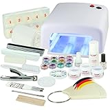 UV Gel Nagelstudio Starter Set Weiß-Nagelset mit Nailart, UV Lampe und UV Gel ideales Starterset