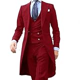 CHENGTAO Lange Manteldesigns Männer Anzug Gentle Herren Tuxedo Prom Blazer Custom 3 Stück Jacke Weste Hose Slim Fit (Color : Yellow, Size : XS)