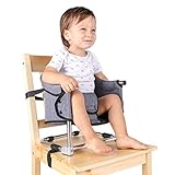 Portable Boostersitz Baby Sitzerhöhung Hochstuhl Faltbar Kindersitz mit Transporttasche für Indoor Outdoor und Unterwegs(Grau)