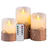 Coltsfoot Flammenlose Kerzen Batterie Betriebene Simulation Elektrisches Led Kerzen Set mit Fern Bedienung und Timer, mit Hanf Seil