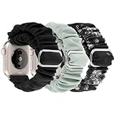 REALSIGN Elastische Haargummis, kompatibel mit Apple Watch, 38 mm, 40 mm, 41 mm, verstellbares Stoffband, dehnbares Solo-Loop-Armband für iWatch Serie 9, 8, 7, 6, 5, 4, 3, 2, SE, Damen, 38 mm,