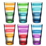 Leonardo Event Trink-Gläser 6 er Set, spülmaschinenfeste Longdrink-Gläser, bunte Trink-Becher aus Glas, farbiges Getränke-Set, 6 Stück, 315 ml 023781