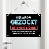 Hier Wird Gezockt Metallschild -Zocker Gaming Zimmer Deko Schild - Zocker Zubehör - Coole Sachen für Teenager Jungs - Geschenk Weihnachtsgeschenke Geburtstagsgeschenk für Jugendliche Jungs Zock