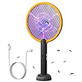 PALONE Elektrische Fliegenklatsche Insektenvernichter, 4000V / 1500mAh UV Mückenlampe 2 in 1 Elektro Mückenklatsche, USB Elektrischer Fliegenfänger Insektenfalle für Innen Außen