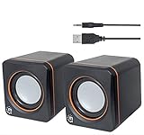 Manhattan USB Lautsprecher Set (5 Watt, 3,5mm Klinke Stecker, USB-Stromversorgung, für PC, Laptop, Tablet und Smartphone) schwarz/orange, 161435