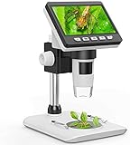 LCD Digitales Mikroskop, SKYBASIC 4,3 Zoll Mikroskop 50X-1000X Vergrößerung Zoom 2 Megapixel 2600 mAh Akku USB Mikroskop mit 8 Einstellbaren LED Leuchten Kamera Mikroskop mit 32G TF-Karte
