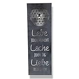 BUSDUGA 4126 Lebensblume Wandrelief Lebe Lache Liebe, 90x30x3cm Wandbild Metall