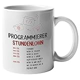 MANISMA Programmierer Spruch Geschenkidee, Kaffeebecher Informatik Tasse, Lustige Informatik Student Kaffeetasse, Stundenlohn Coder Spruch (Weiß)