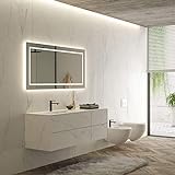 Moderner Badezimmerschrank mit Waschbecken - Feinsteinzeug Calacatta weiß glänzend