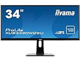 iiyama ProLite XUB3493WQSU-B1 86,7cm (34') ADS-IPS LED-Monitor UWQHD ( HDMI, DisplayPort, USB3.0) PIP, Ultra-Slim-Line, Höhenverstellung, schwarz