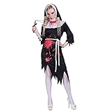 EraSpooky Damen Zombie Nonne Kostüm Cosplay Halloween Party Karneval Fastnacht Faschingskostüme für Erwachsene