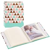 Hama Blanko-Fotoalbum 'Designline' (traditionelles Fotoalbum 13 cm x 16,5 cm, für 100 Fotos 10 cm x 15 cm, 100 Seiten, Dreieck), weiß/braun/türkis/rosa