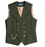 Solovedress Mens Vintage Wolle Anzugweste Regular Fit Weste Anzug Weste für Hochzeit Groomsmen(Army Green,XL)