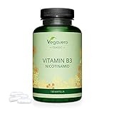 VITAMIN B3 Vegavero ® | 500 mg pro Kapsel hochdosiert | Energie und Nerven* | Flushfree | 180 Kapseln | Ohne Zusatzstoffe | Vegan