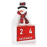 com-four® Adventskalender aus Holz - Würfelkalender mit Weihnachtsmotiv - Dekorativer Tischkalender für Countdown bis Weihnachten (Schneemann)