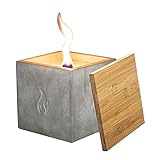 Betonkerze 15x15x15 cm - Betonoptik Outdoor Kerze mit Dauerdocht - Kerze mit unendlicher Brenndauer durch Wachsreste Upcycling - Tischfeuer Outdoor mit Kerzenwachs - Schmelzlicht für Wachsreste