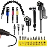 20 Stück 105°Winkelschrauber aufsatz Set,Winkelschrauber Vorsatz Adapter,Stecknuss Adapter,Winkelaufsatz für Akkuschrauber,Biegsame Welle Bohrmaschine für Elektrische Winkelb