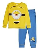 MINIONS Kinder-Pyjama für Jungen und Mädchen, Motiv: Ich - Einfach Unverbesserlich Stuart Das Kostüm, volle Länge Gr. 7-8 Jahre, gelb