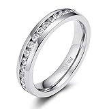 Zakk Damen Eternity Ring Titan Ewigkeitsring Eheringe 4mm 6mm Silber Memoire Ringe Hochzeitsring (4mm, 58 (18.5))