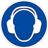 Aufkleber Gehörschutz benutzen 10cm Ø Folie gemäß ISO 7010, M003